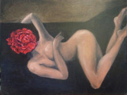 "Donna Rosa" olio su tela 50x70 (disponibile)